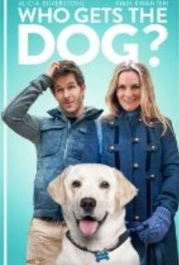 White Labrador standing in front of a heterosexual couple wearing denim jackets